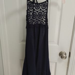 NWT COTTON HALTER WITH LACE TOP